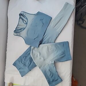 NWOT My Protien Workout Yoga Sports Bra, Matching Top and Leggings Set, Size XL